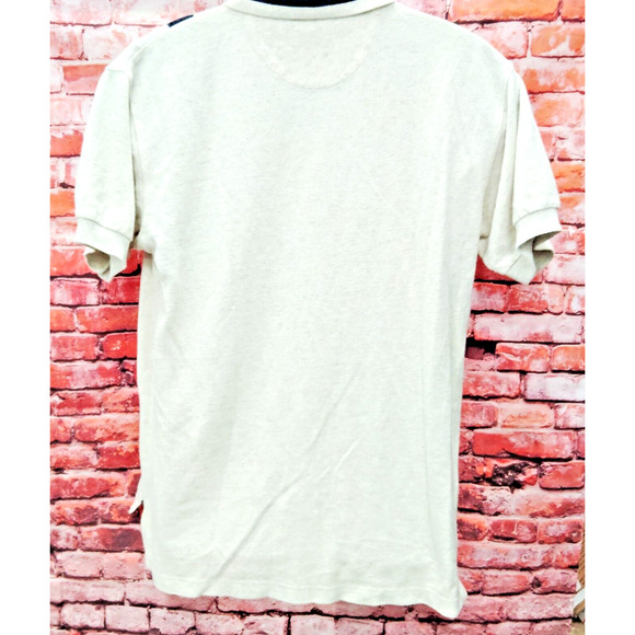 Vintage Chaps Ralph Lauren Polo Shirt Men's Beige Embroidered Logo Short Sleeve - Picture 2 of 7